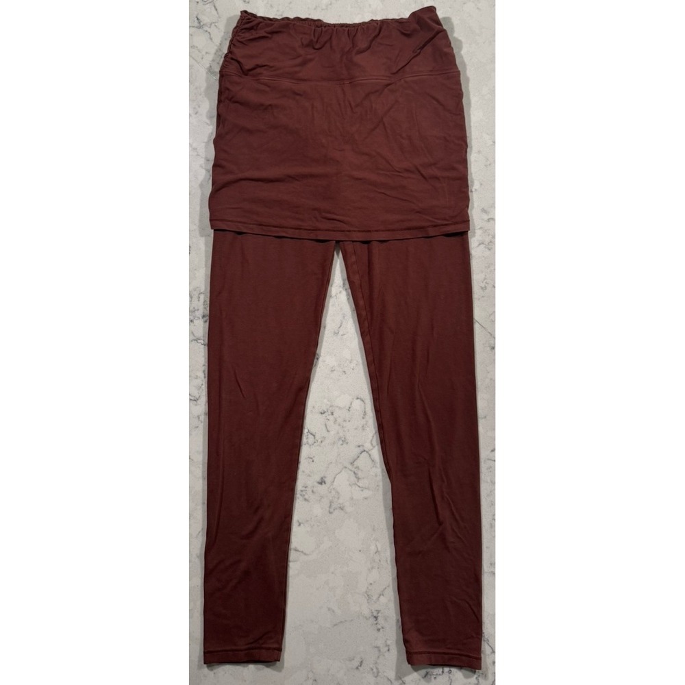 Kavu Skirted Leggings Women XS Maroon Brown Layover Skegging Activewear Yoga
